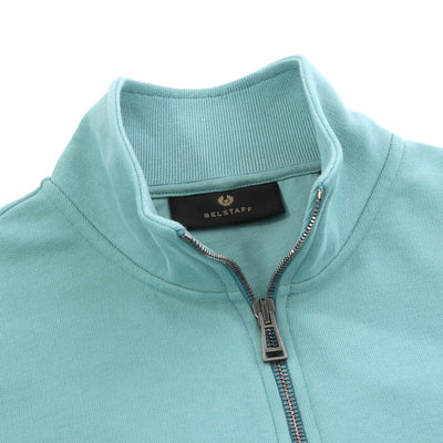 Belstaff Quarter Zip Sweat Top in Oil Blue Placket