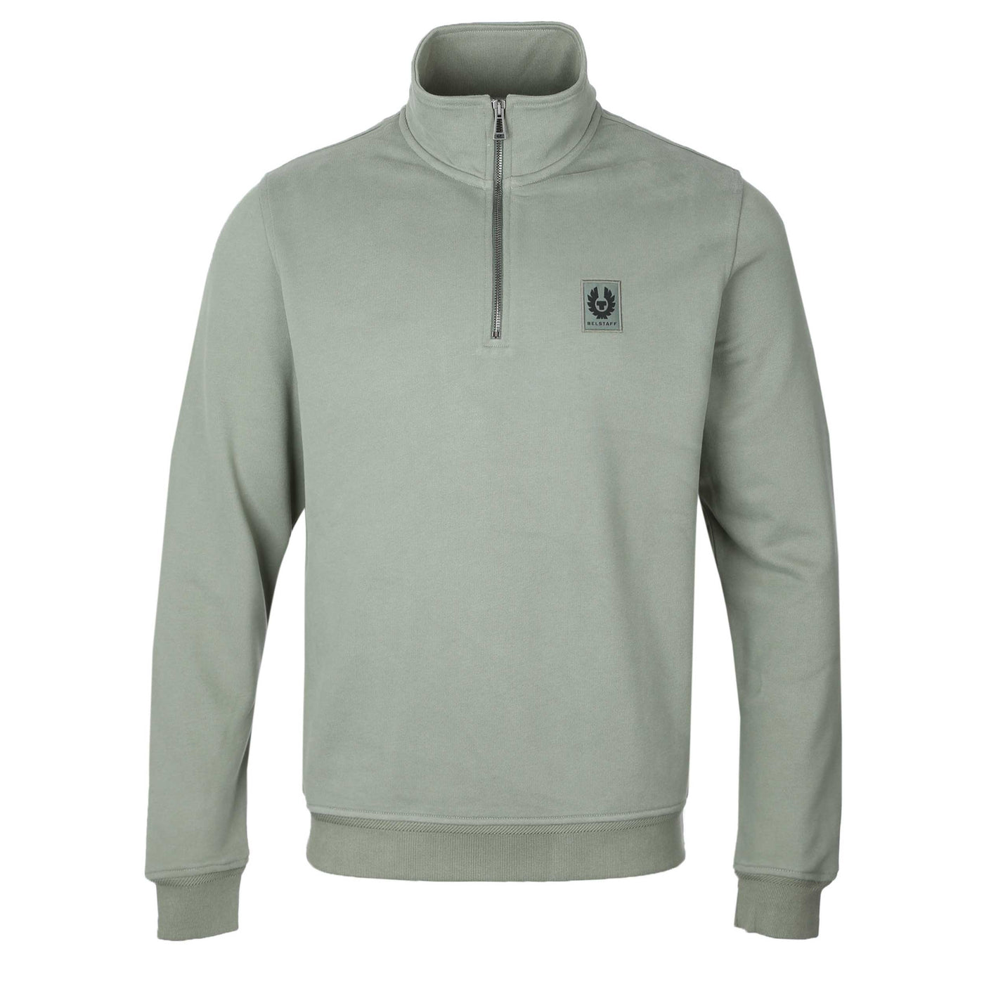 Belstaff Quarter Zip Sweat Top in Sage Green