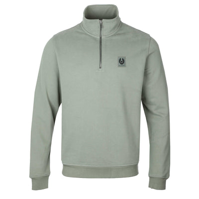 Belstaff Quarter Zip Sweat Top in Sage Green