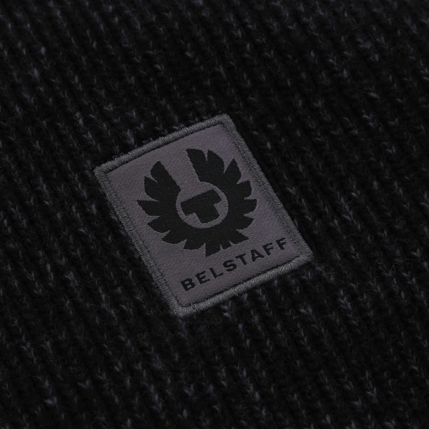 Belstaff Seasonal Watch Full Zip Knitwear in Black & Tornado Grey Logo