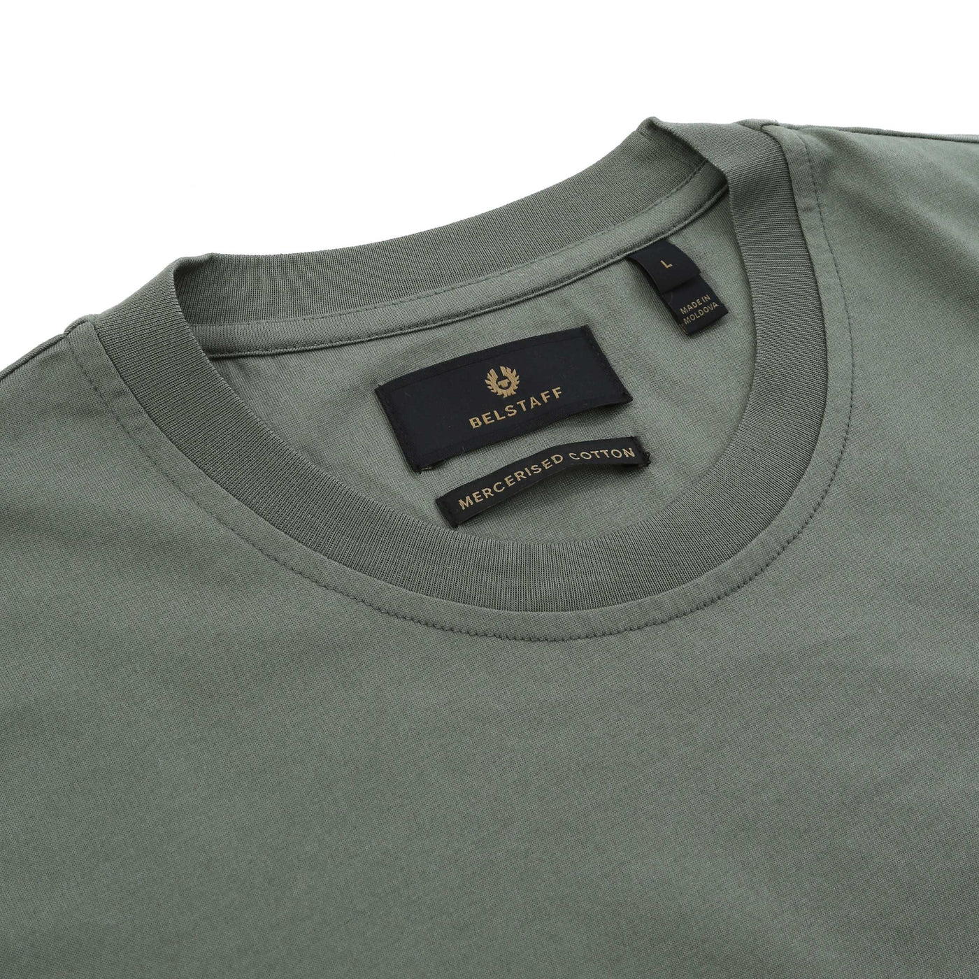 Belstaff Steel T-Shirt in Sage Green Neck
