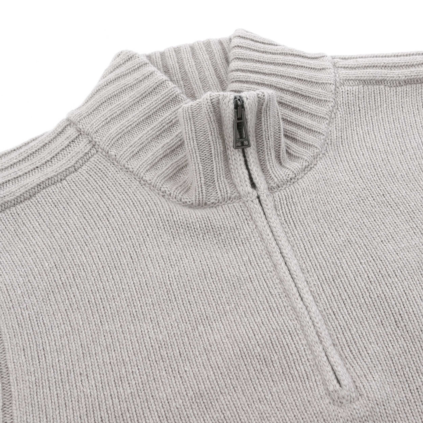 Belstaff Watch Quarter Zip Knitwear in Cement Grey Placket