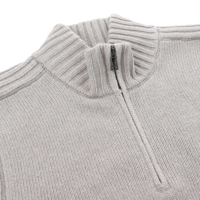 Belstaff Watch Quarter Zip Knitwear in Cement Grey Placket