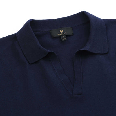 Belstaff Coast Knitted Polo Shirt in Dark Ink Collar