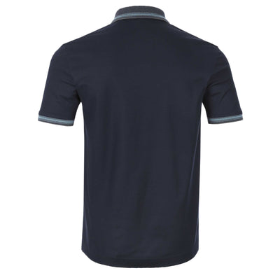 BOSS PeGlitchKnit Polo Shirt in Dark Blue Back