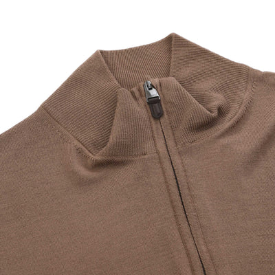 Canali 1/4 Zip Knitwear in Cappuccino Neck