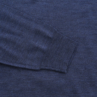 Canali 3 Button Knitted Polo in Blue Marl Cuff