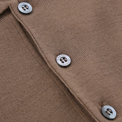 Canali 3 Button Knitted Polo in Cappuccino Buttons