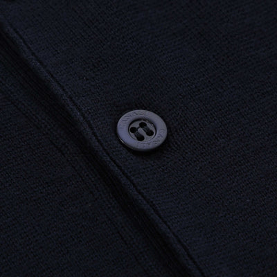 Canali 3 Button Knitted Polo in Navy Button