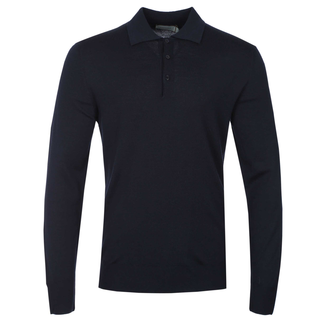 Canali 3 Button Knitted Polo in Navy