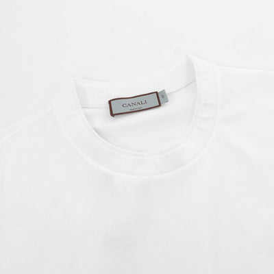 Canali Basic T Shirt in White Neck