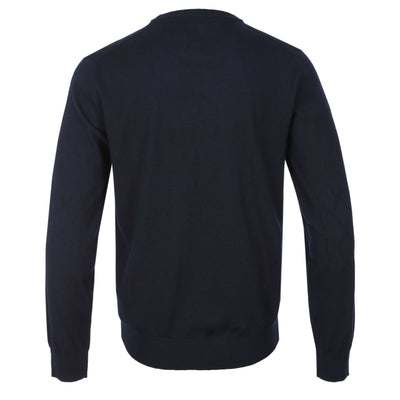 Canali Crew Neck Diamond Print Knitwear in Navy Back