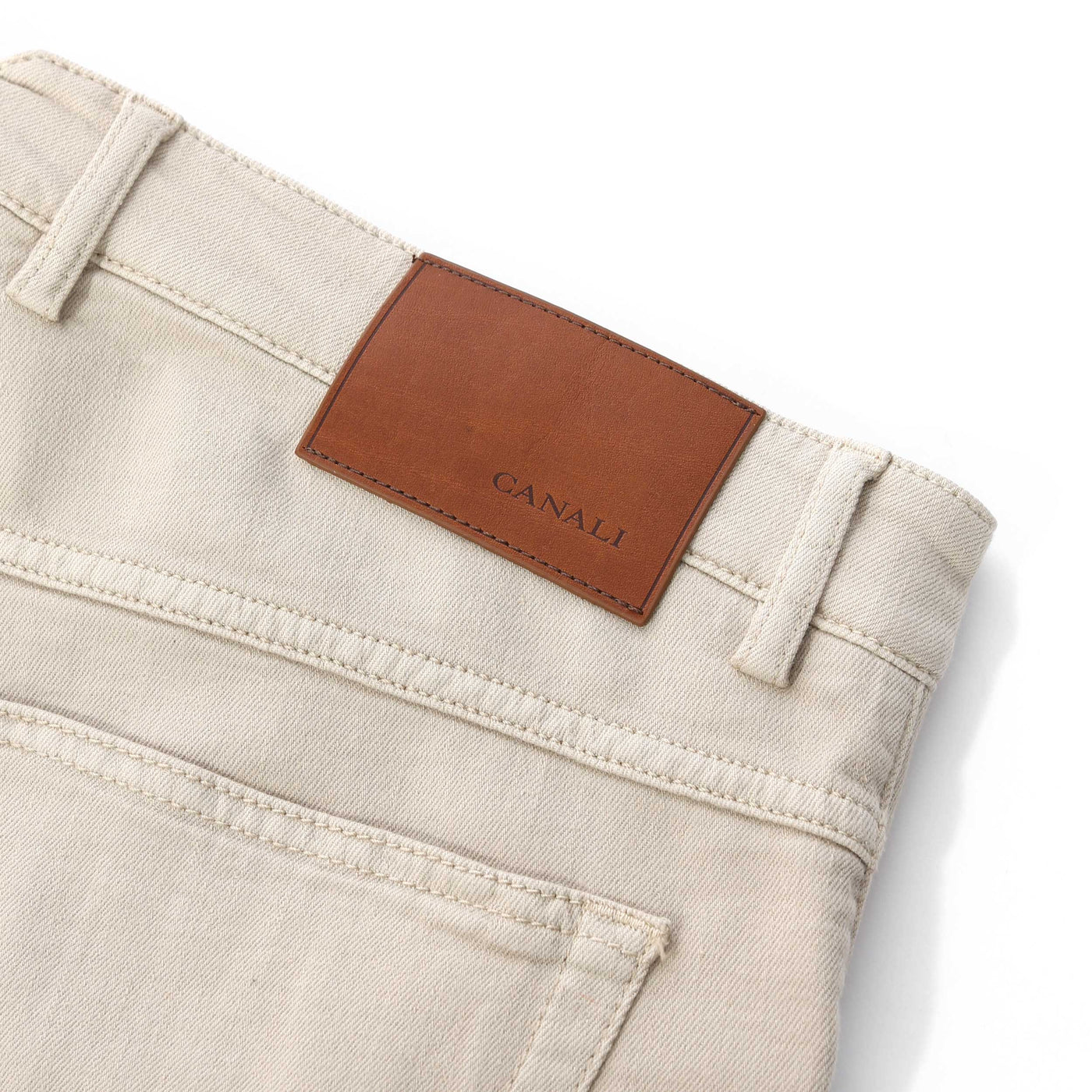 Canali Jean in Beige Logo Badge