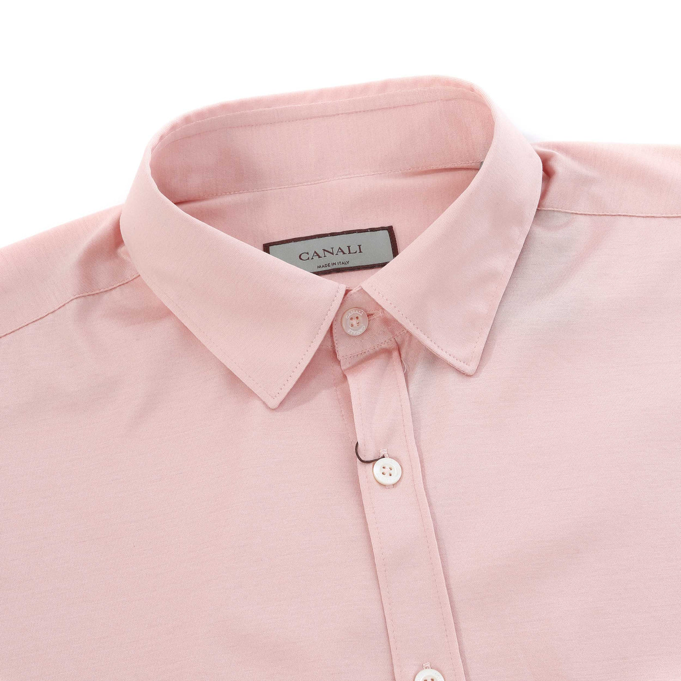 Canali Jersey Stretch Short Sleeve Shirt in Coral Collar