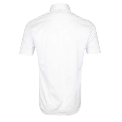Canali Jersey Stretch Short Sleeve Shirt in White Back