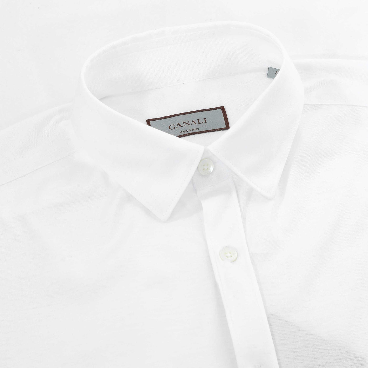 Canali Jersey Stretch Short Sleeve Shirt in White Collar