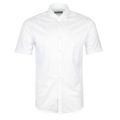 Canali Jersey Stretch Short Sleeve Shirt in White