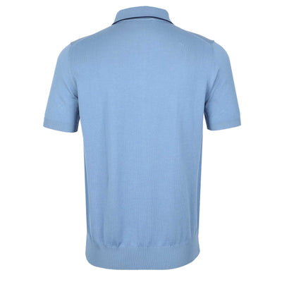 Canali Knitted 3 Button Polo Shirt in Light Blue