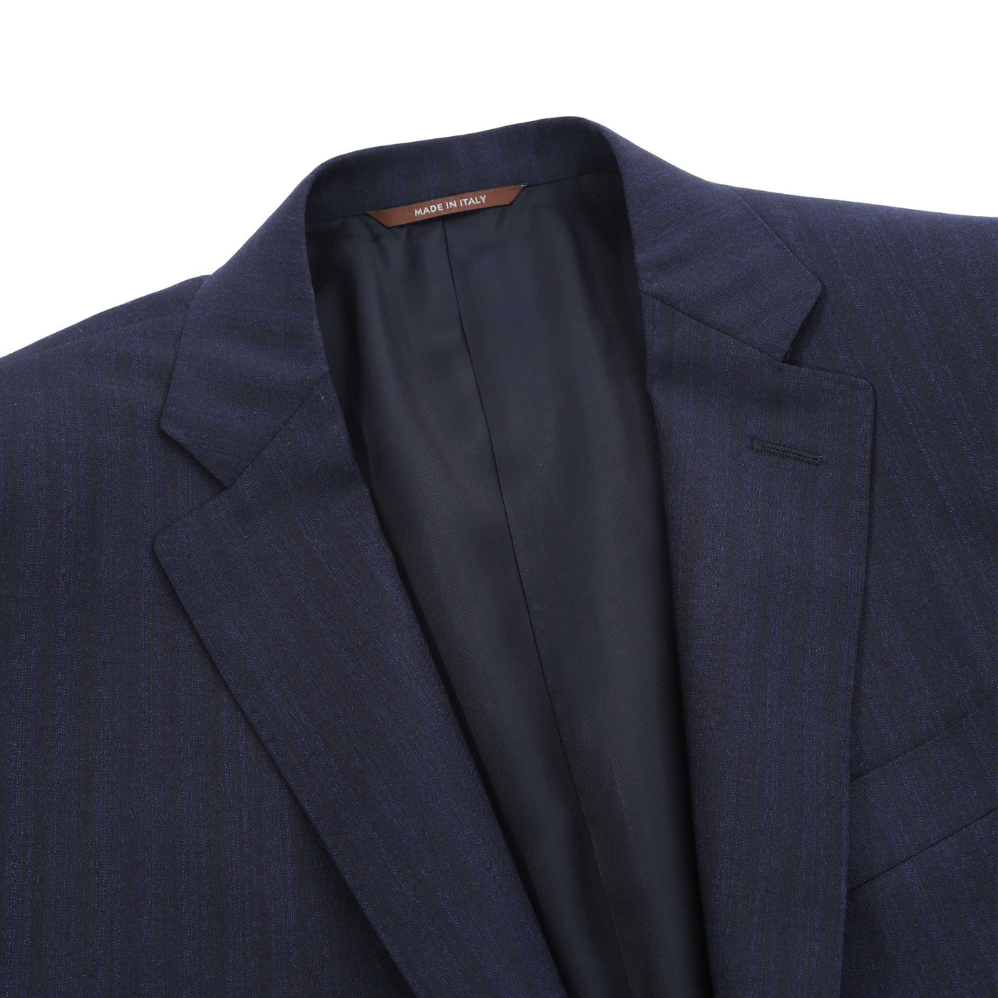 Canali Notch Lapel Self Stripe Suit in Navy Lapel