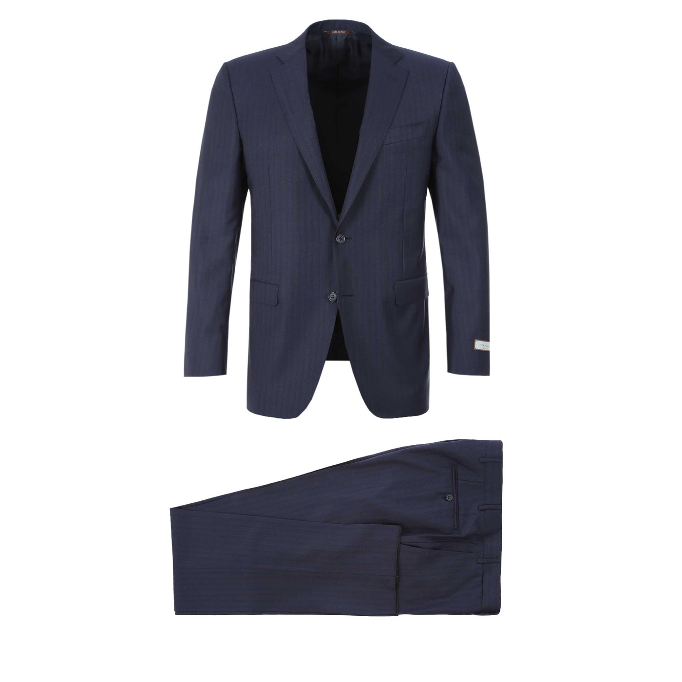 Canali Notch Lapel Self Stripe Suit in Navy