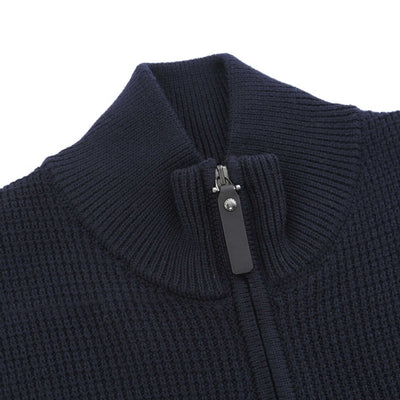 Canali Open Weave Cardigan in Navy Placket