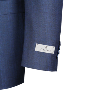 Canali Peak Lapel Milano Suit in Navy Blue Detail