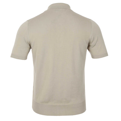 Canali Weave Front Knitted Polo in Beige Back