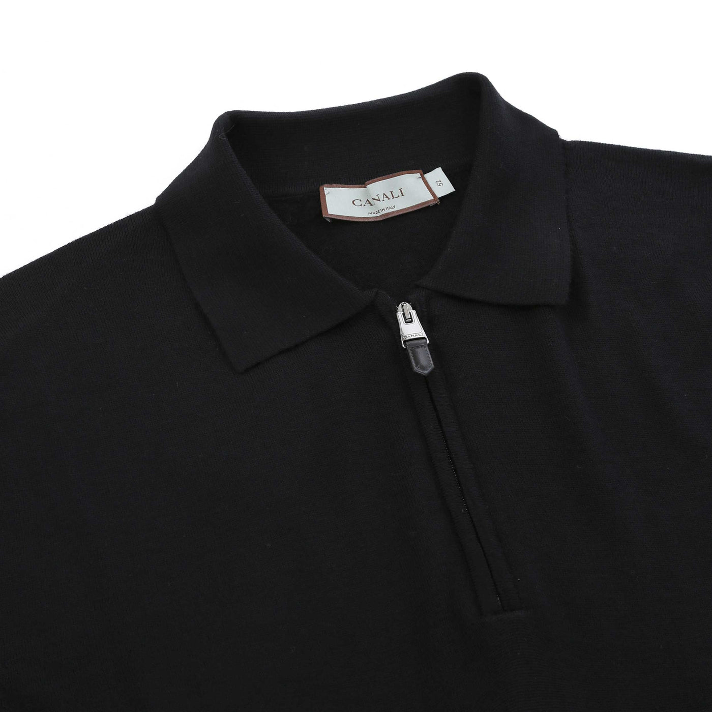 Canali Zip Polo Shirt in Black Collar