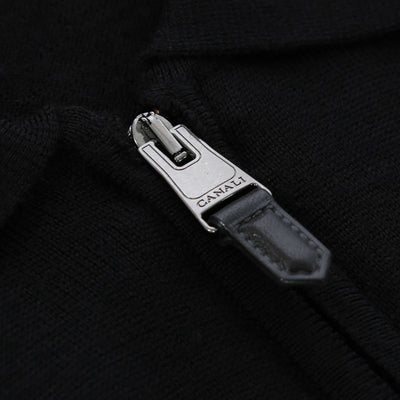 Canali Zip Polo Shirt in Black Zip