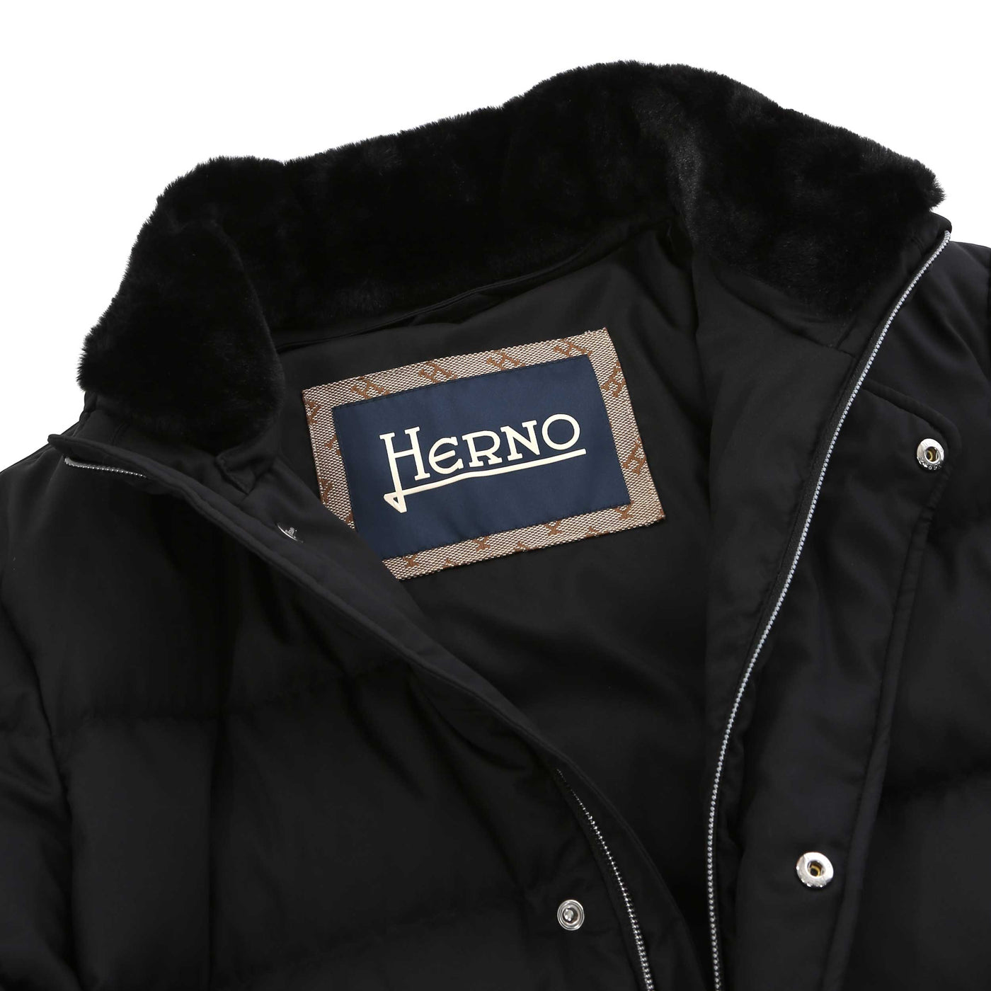 Herno Bomber Arendelle Con Collo Fau Jacket in Black Trim