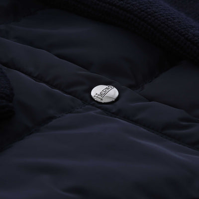 Herno Cardigan In Maglia E Nylon Imbot Hybrid Knitwear in Navy Detail