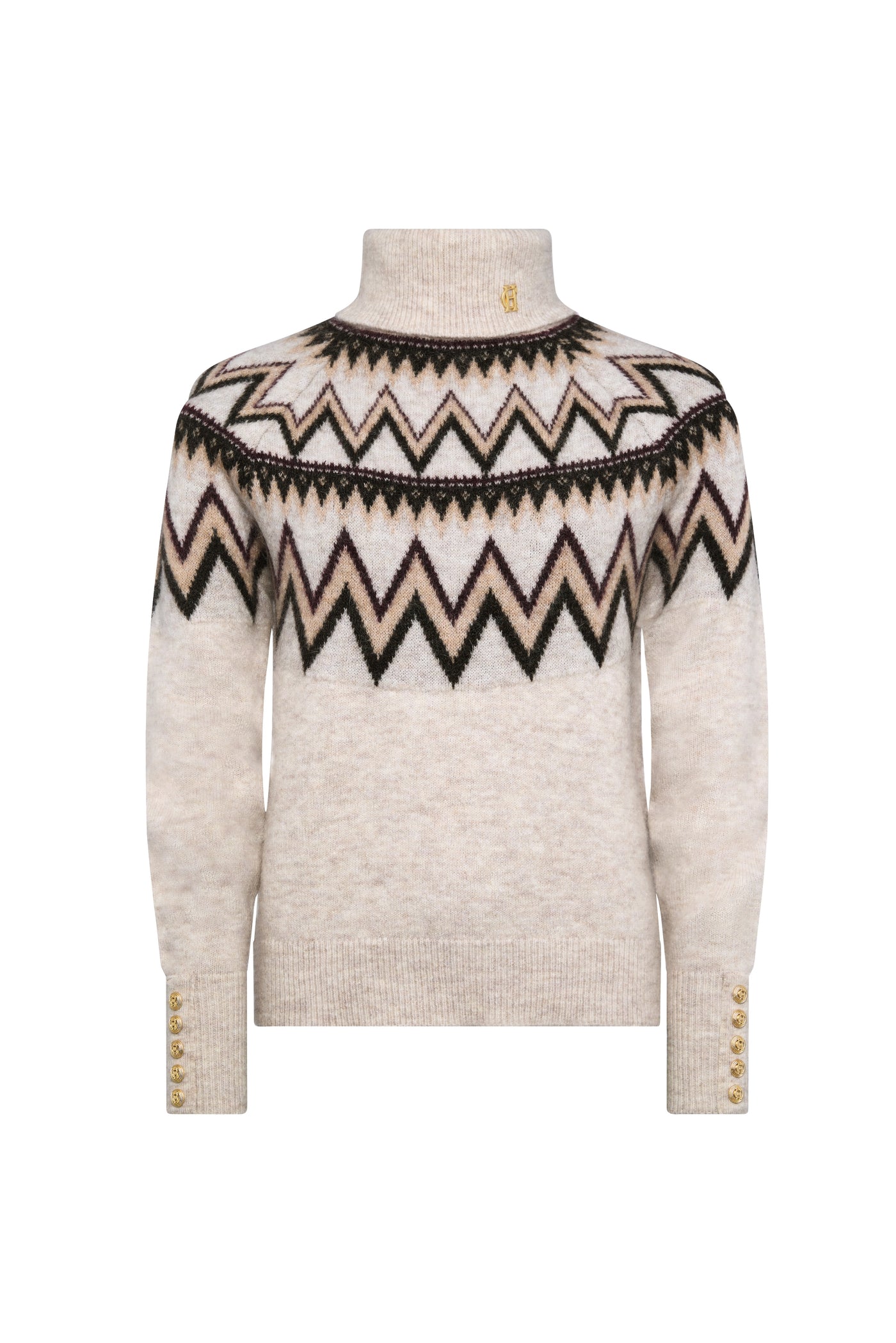 Holland Cooper Alice Roll Neck Knit in Barley Front