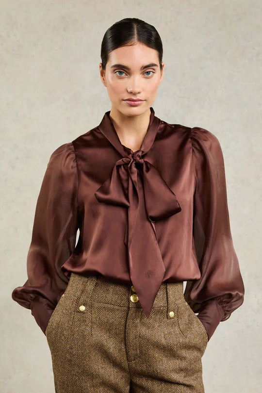 Holland Cooper Ariella Blouse in Chocolate