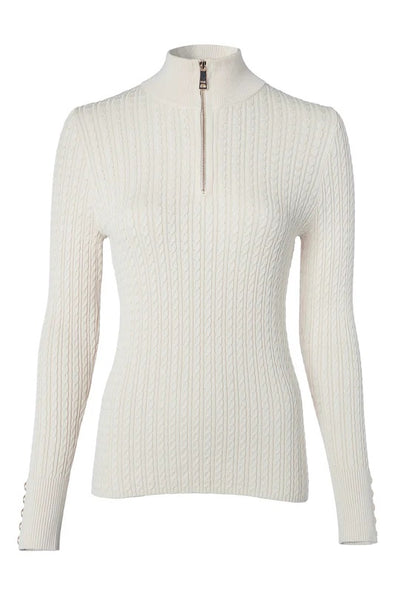 Holland Cooper Ava Quarter Zip Knit in Almond Front