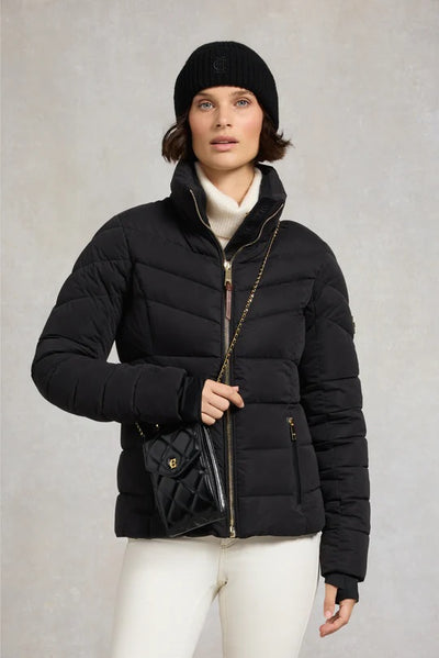 Holland Cooper Classic Embroidered Ladies Beanie Hat in Black