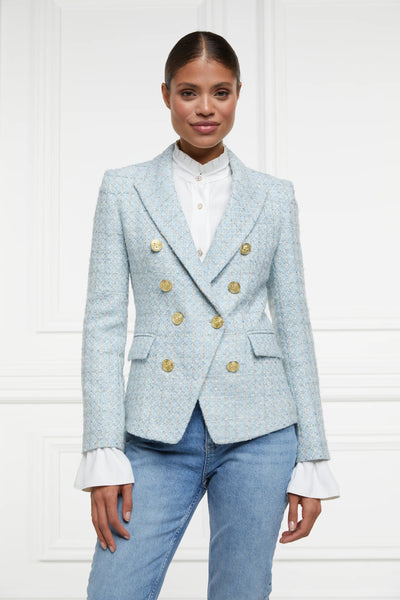 Holland Cooper Knightsbridge Ladies Blazer in Sky Blue Boucle