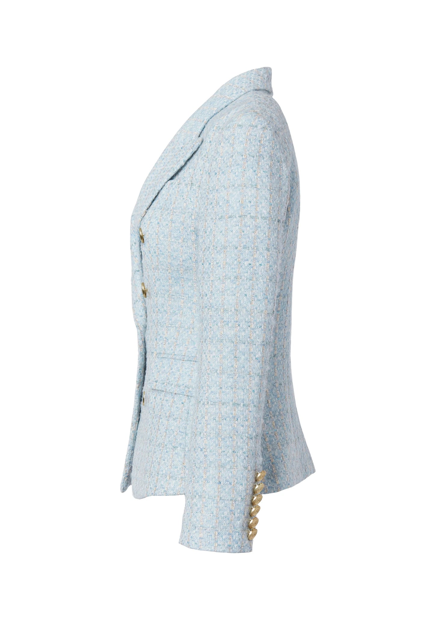 Holland Cooper Knightsbridge Ladies Blazer in Sky Blue Boucle Side