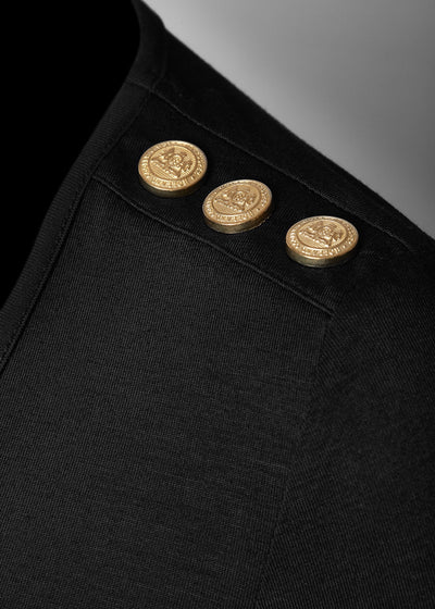 Holland Cooper Long Sleeve V Neck Tee in Black Detail