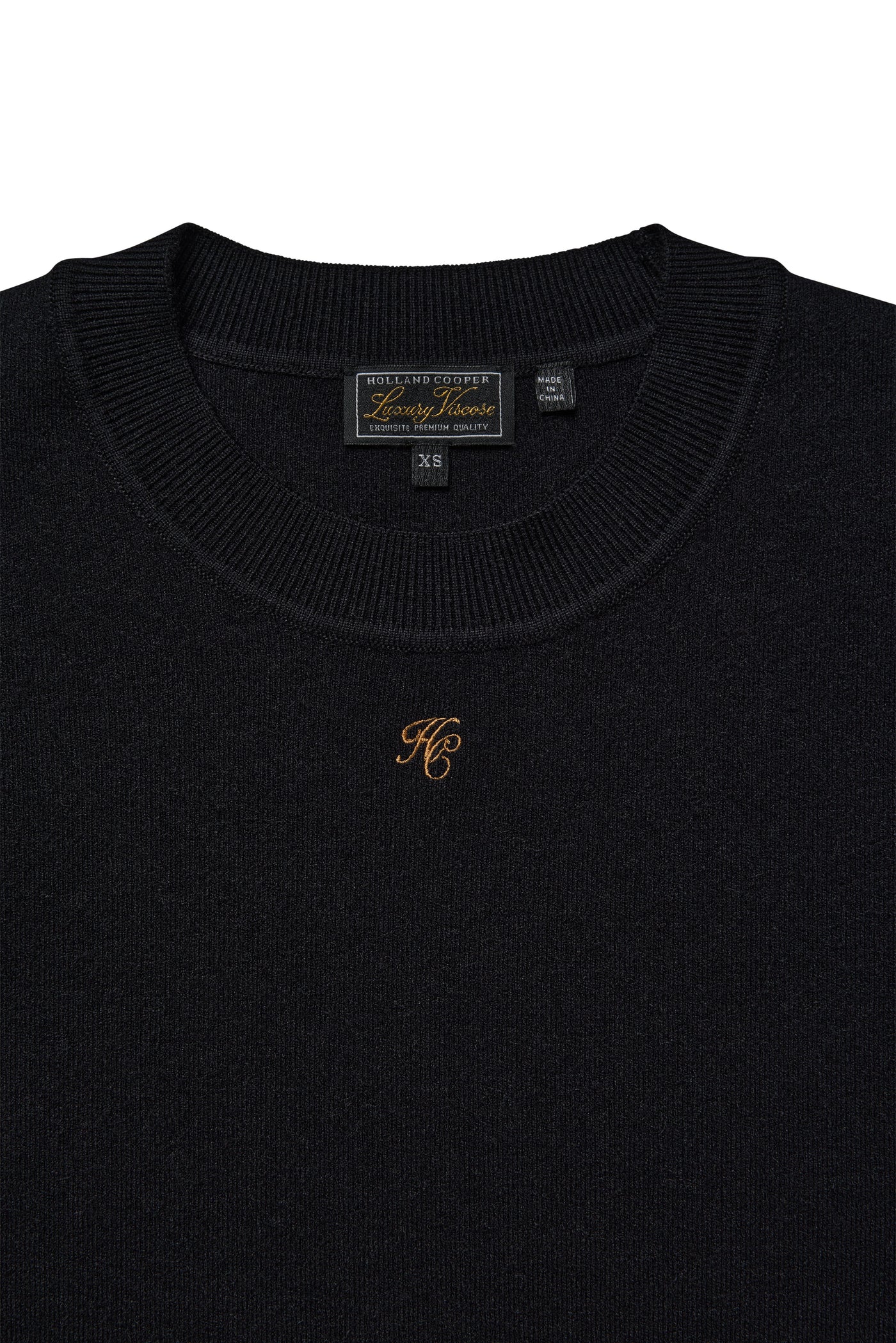 Holland Cooper Maria Crew Neck Knit in Black Neck