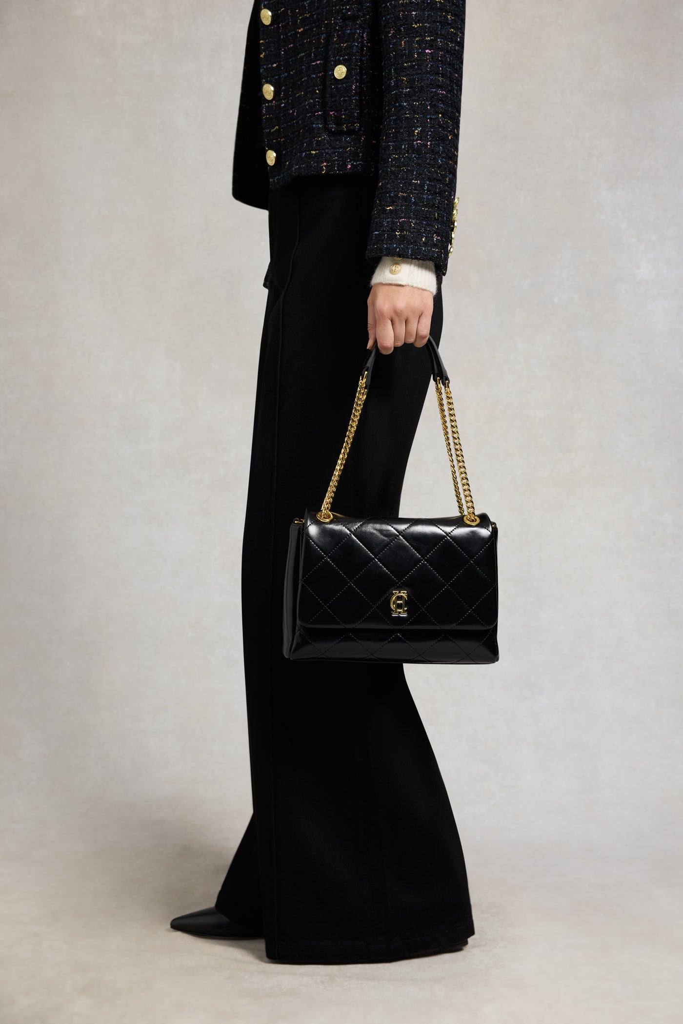  Holland Cooper Milan Midi Shoulder Bag in Black