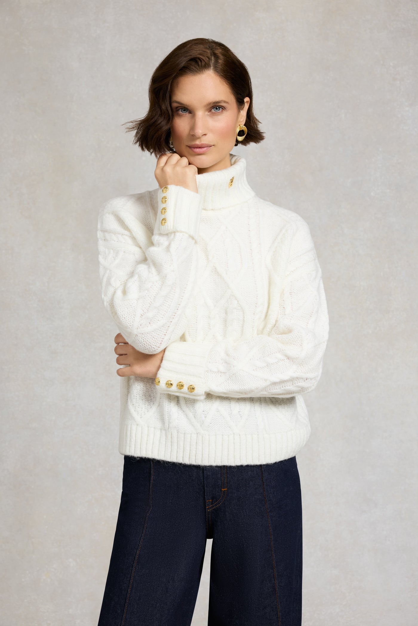 Holland Cooper Noveli Roll Neck Knit in Natural