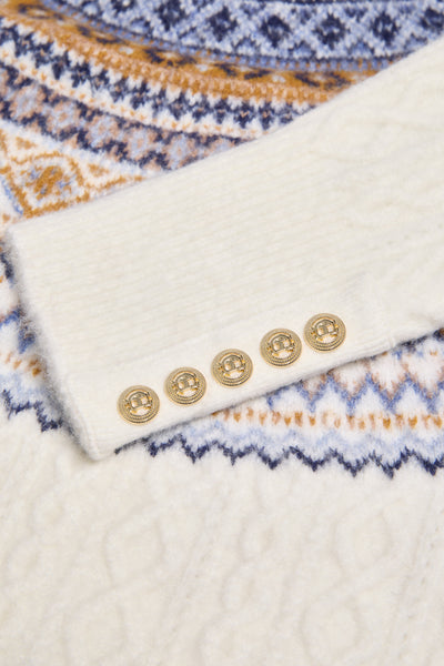 Holland Cooper Rebecca Roll Neck Knit in Natural Cuff