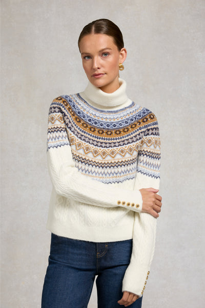 Holland Cooper Rebecca Roll Neck Knit in Natural