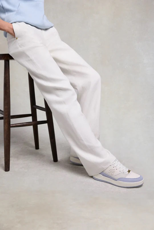 Holland Cooper Retro Ladies Trainer in Cream Smokey Blue