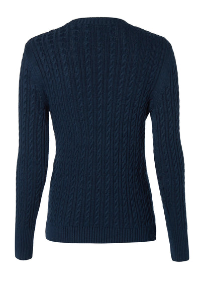 Holland Cooper Seattle Cable Crew Knitwear in Ink Navy Back