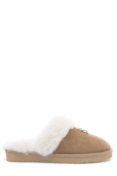 Holland Cooper Shearling Slipper in Oyster Side