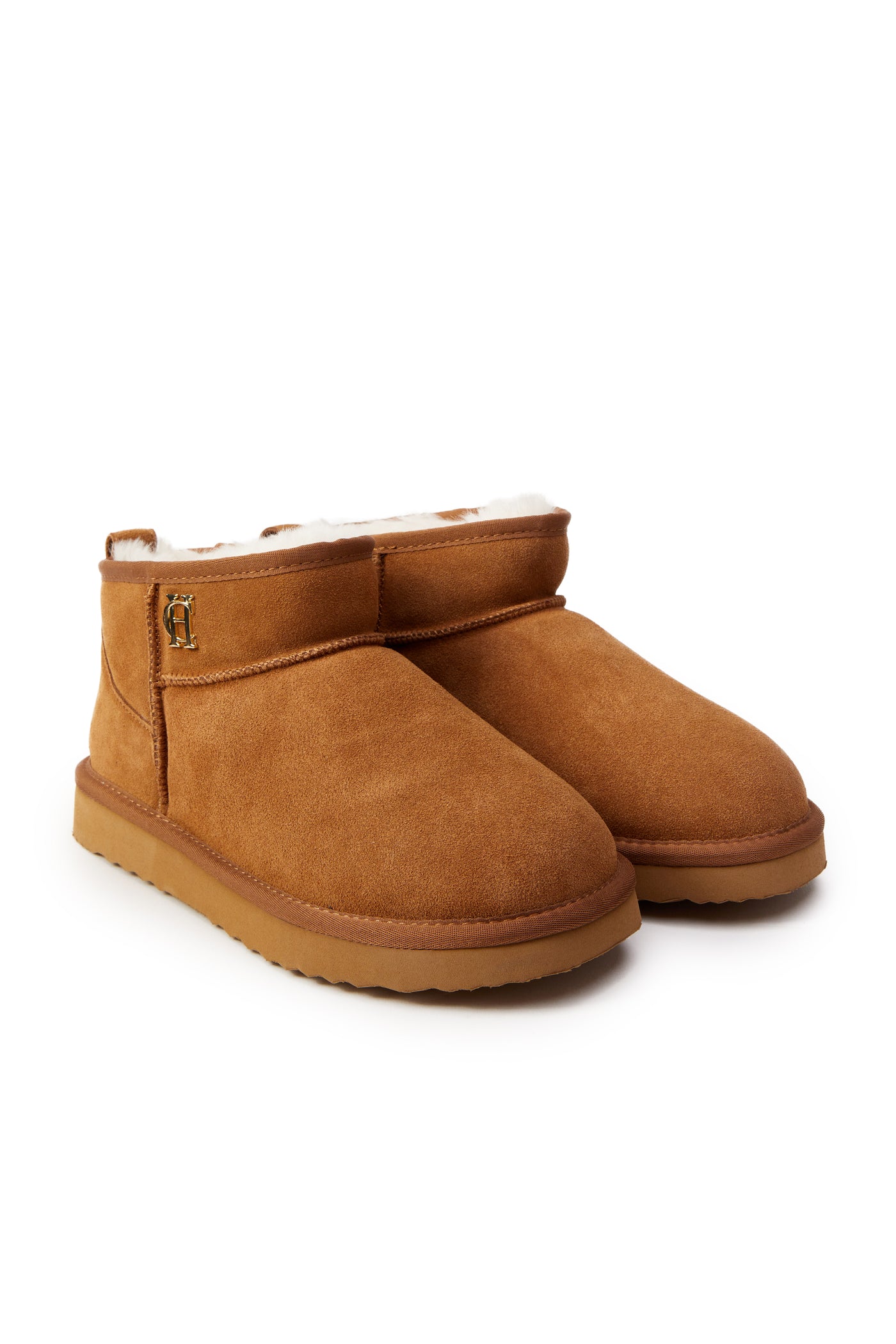 Holland Cooper Ultra Mini Shearling Boot in Tan Pair