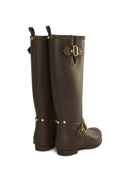 Holland Cooper Sherpa Lined Regency Wellington in Chocolate Matte Gold Back