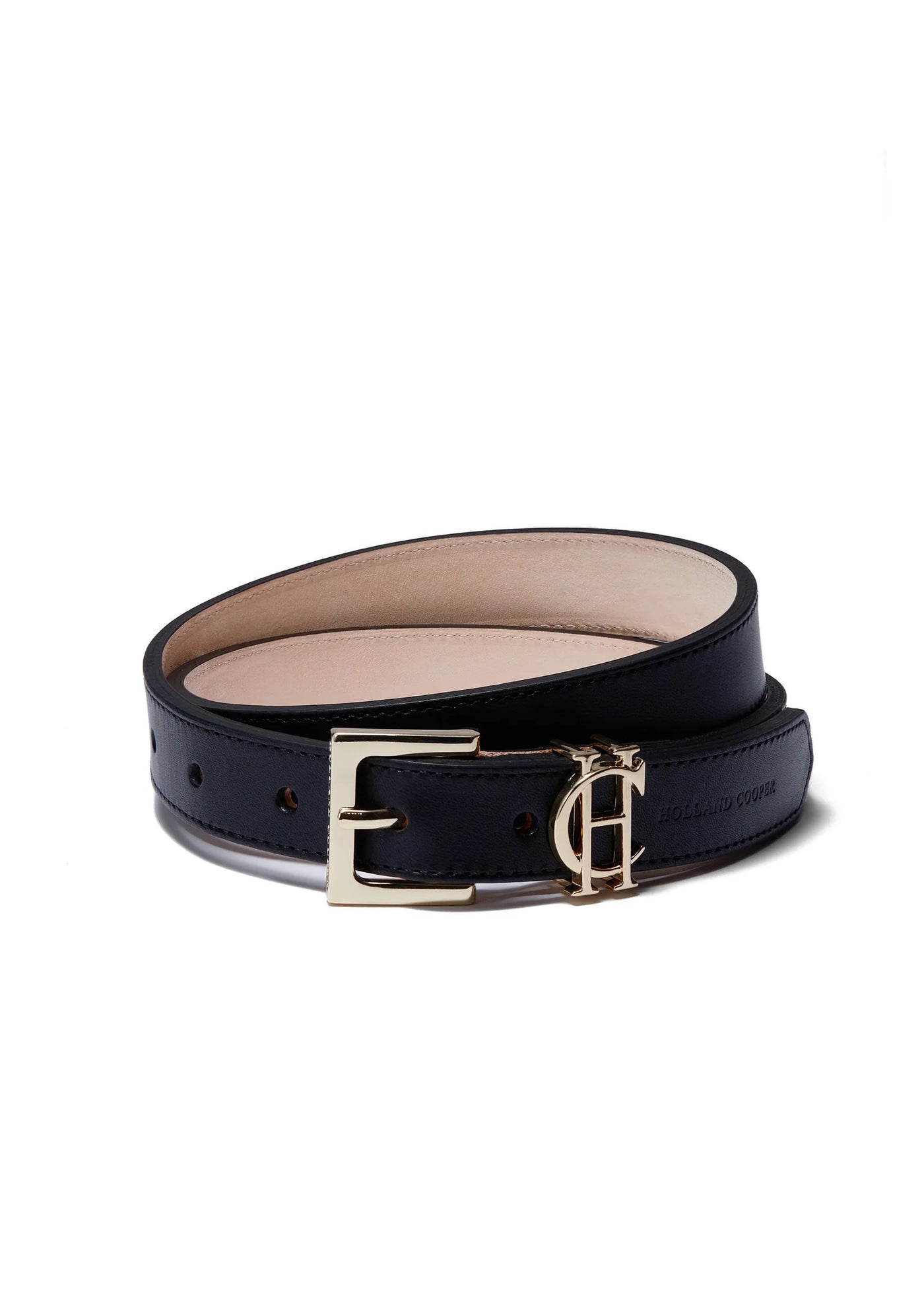 Holland Cooper Slim Logo Ladies Belt in Black