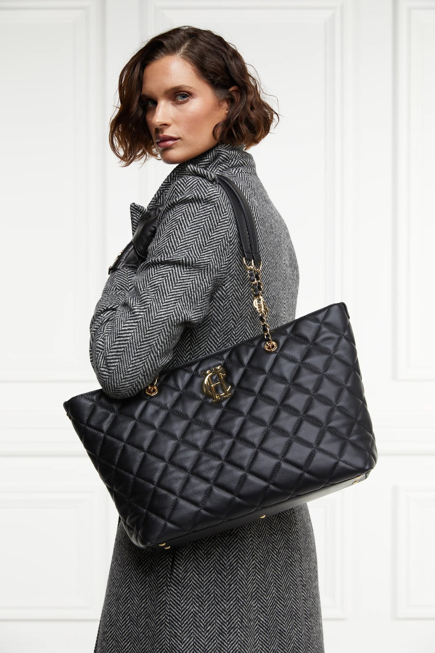 Holland Cooper Soho Quilted Tote Bag in Black